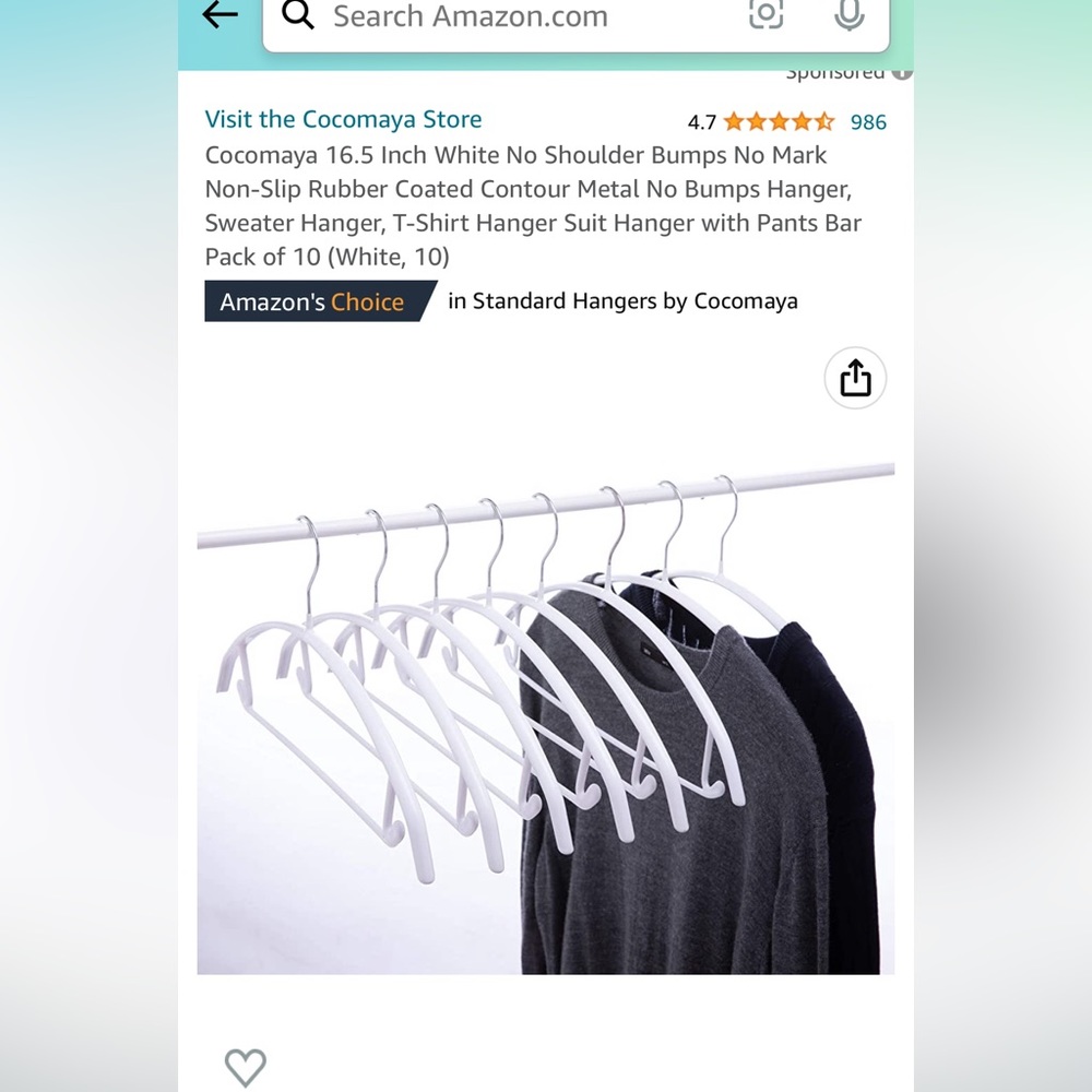 10 pack “no shoulder bump” white hangers